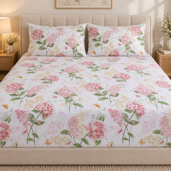 Blush Meadow Printed Bedsheet
