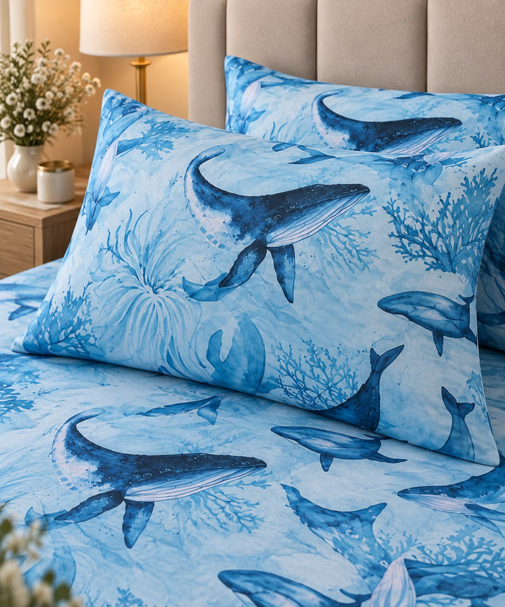 Ocean Blue Whale Bedsheet