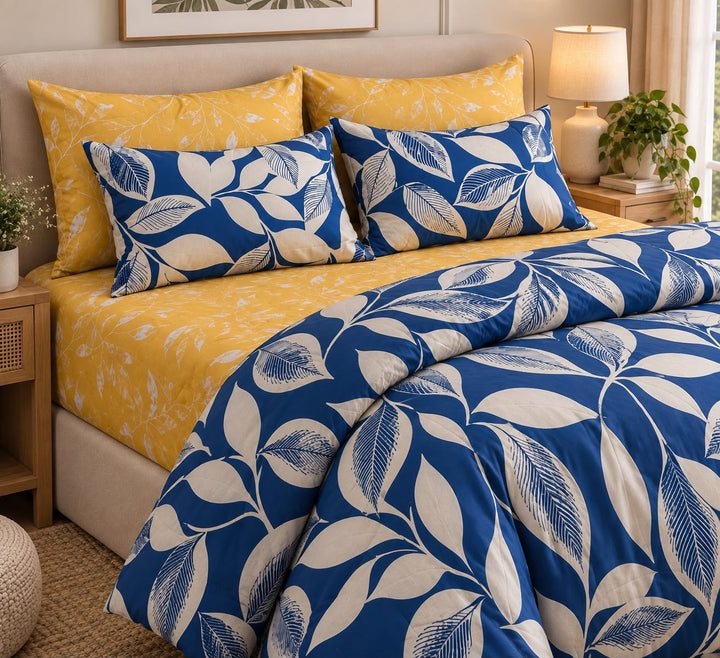 Leafy Haven 6-Piece King Size Comforter Cover Bedset