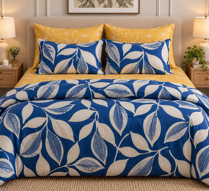 Leafy Haven 6-Piece King Size Comforter Cover Bedset