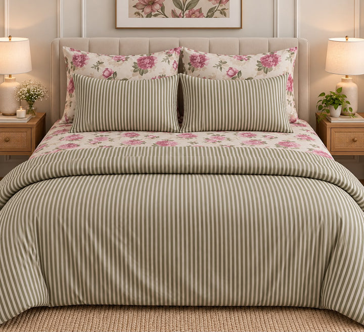 Rose & Sage 6-Piece King Size Comforter Cover Bedset