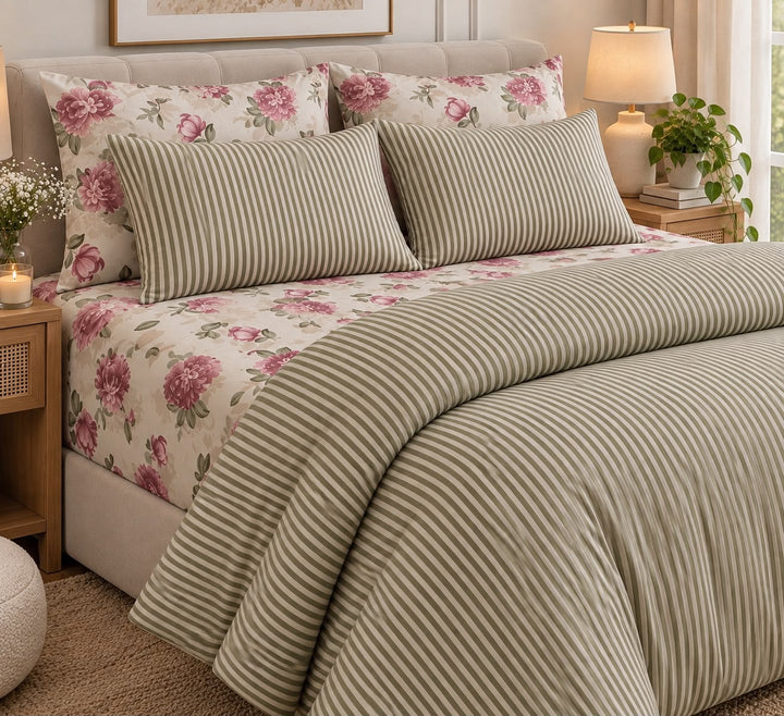 Rose & Sage 6-Piece King Size Comforter Cover Bedset